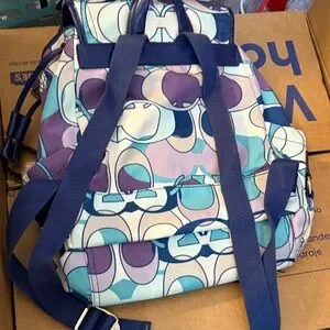 Coach | Bags | Coach Blue And Purple Patterned Backpack  display picture 3